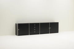 Gran aparador negro y de aluminio de Interlübke, Alemania, años 80.