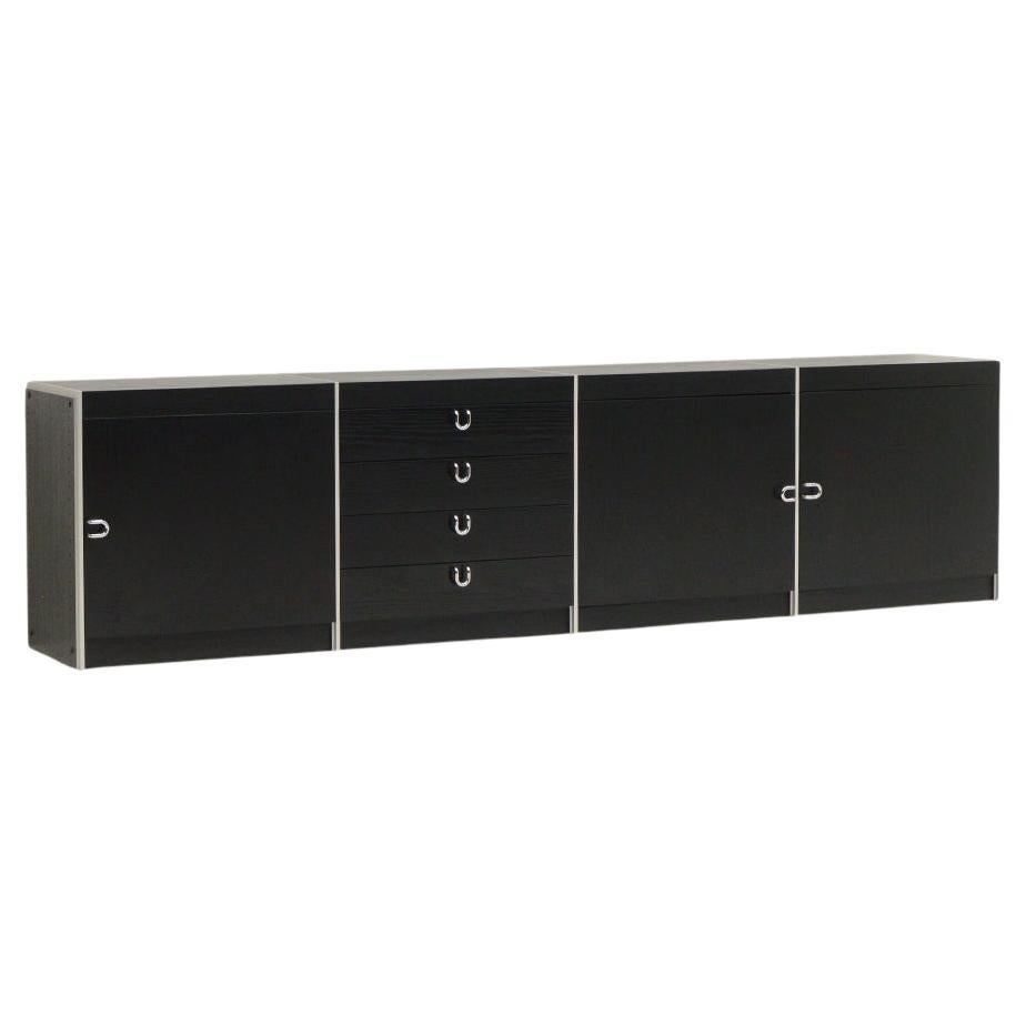 Large black and aluminum sideboard by Interlübke, 1980s Germany.