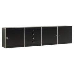 Large black and aluminum sideboard by Interlübke, 1980s Germany.