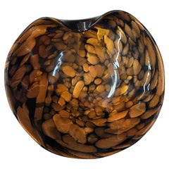 Large Black and Aventurine Murano Glass Bowl