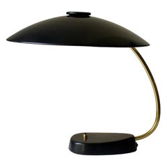 Grande lampe de bureau noire et en laiton de LBL, Allemagne, 1962