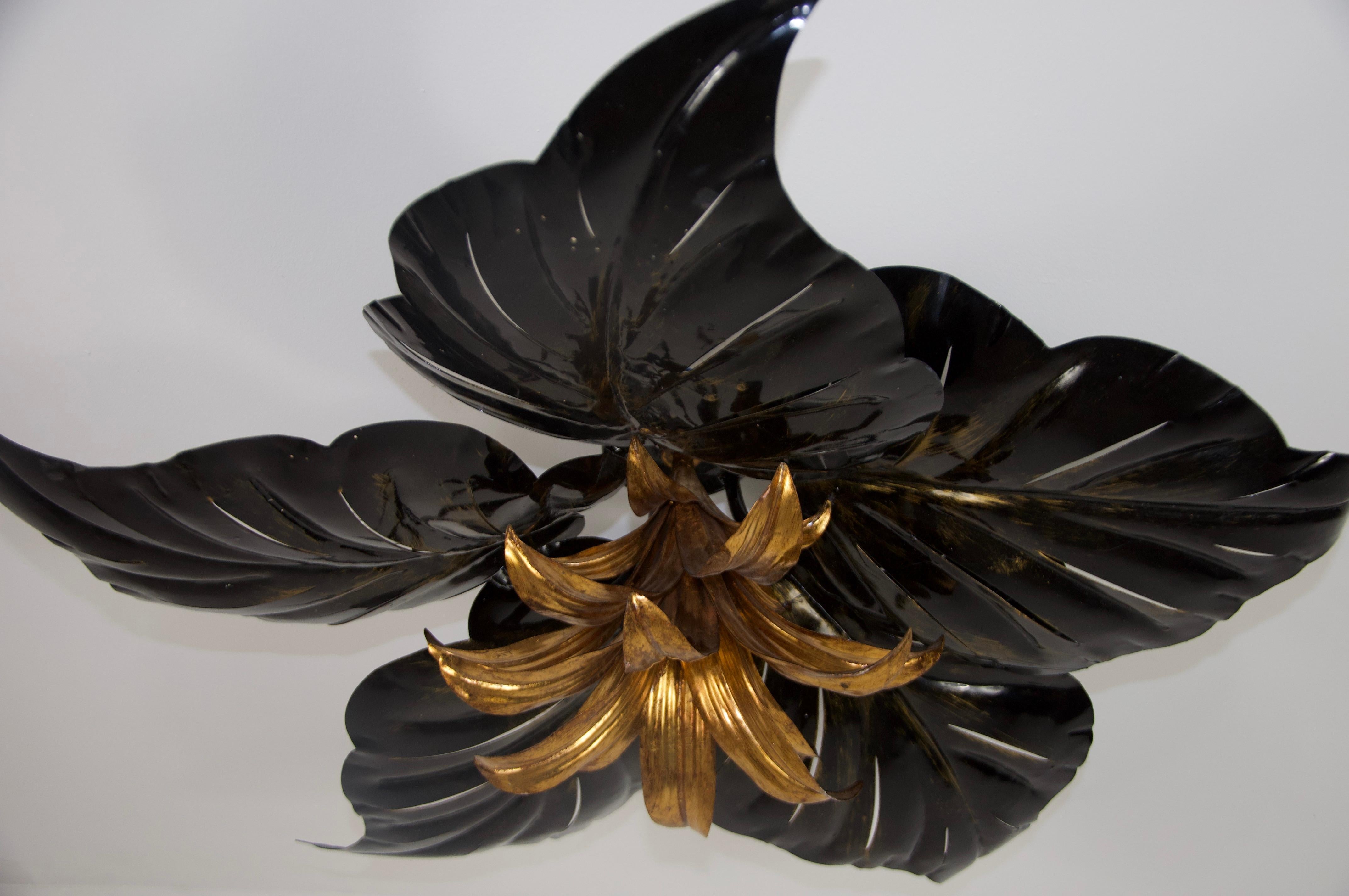 Large Black and Brass Flush Mount by Hans Kögl, Germany, 1960s (Mitte des 20. Jahrhunderts) im Angebot