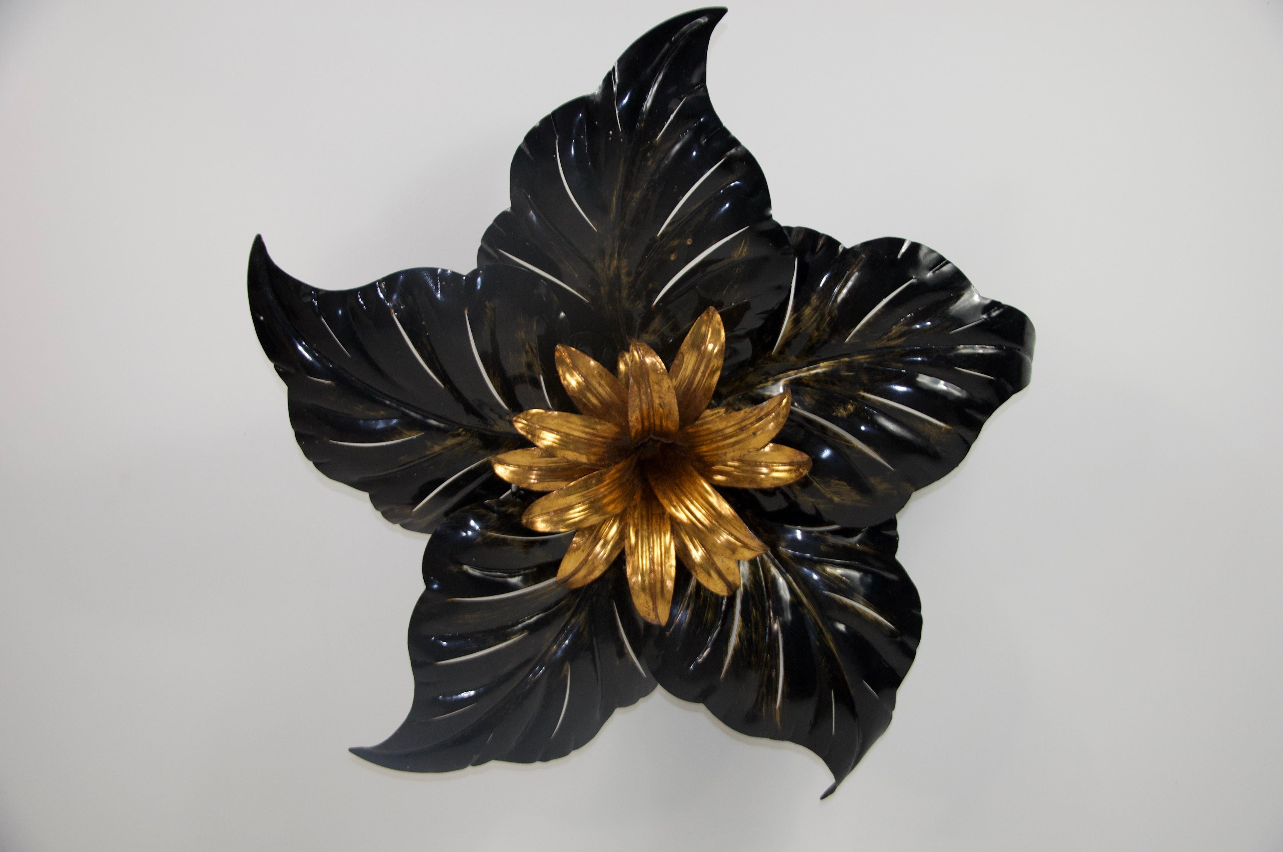 Large Black and Brass Flush Mount by Hans Kögl, Germany, 1960s (Metall) im Angebot