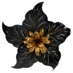 Large Black and Brass Flush Mount by Hans Kögl, Germany, 1960s