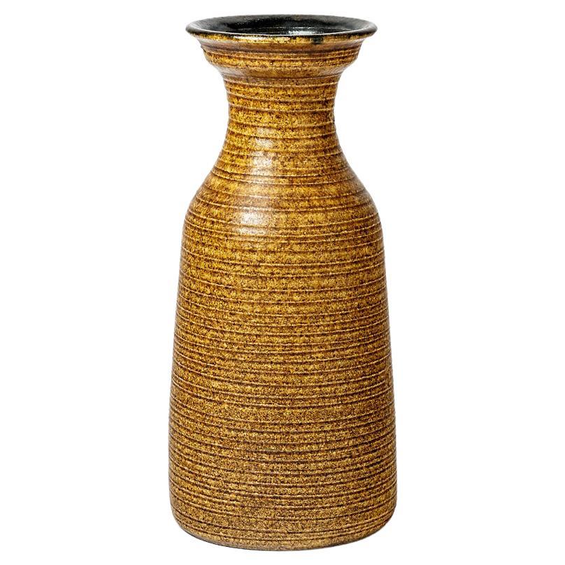 Grand vase en céramique noir et marron du 20ème siècle par Accolay Potters, 1970
