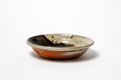 large black and brown stoneware ceramic decorative bowl or plate La Borne 30 cm