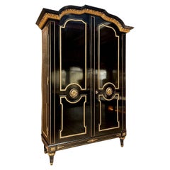 Large Black and Giltwood Armoire, Louis XVI Style