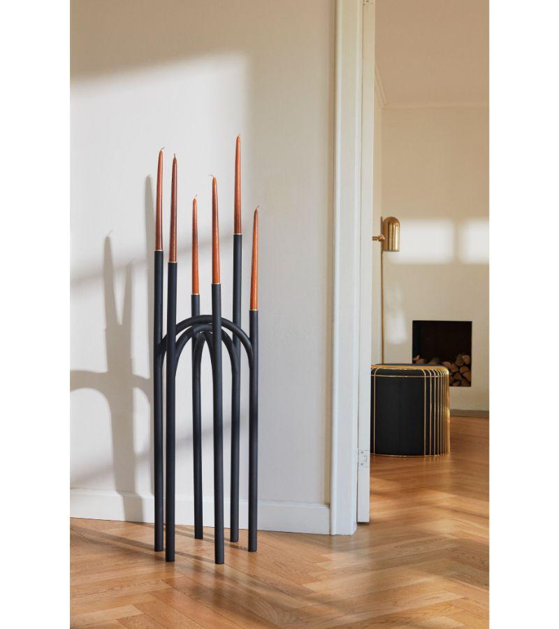 Painted Large Black and Gold Contemporary Candleholder For Sale