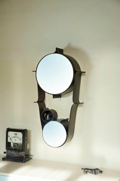 Large Black and Grey Leather Wrapped Wall Mirror, France, 2018