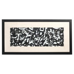 Vintage Large Black and White Abstract Original Painting