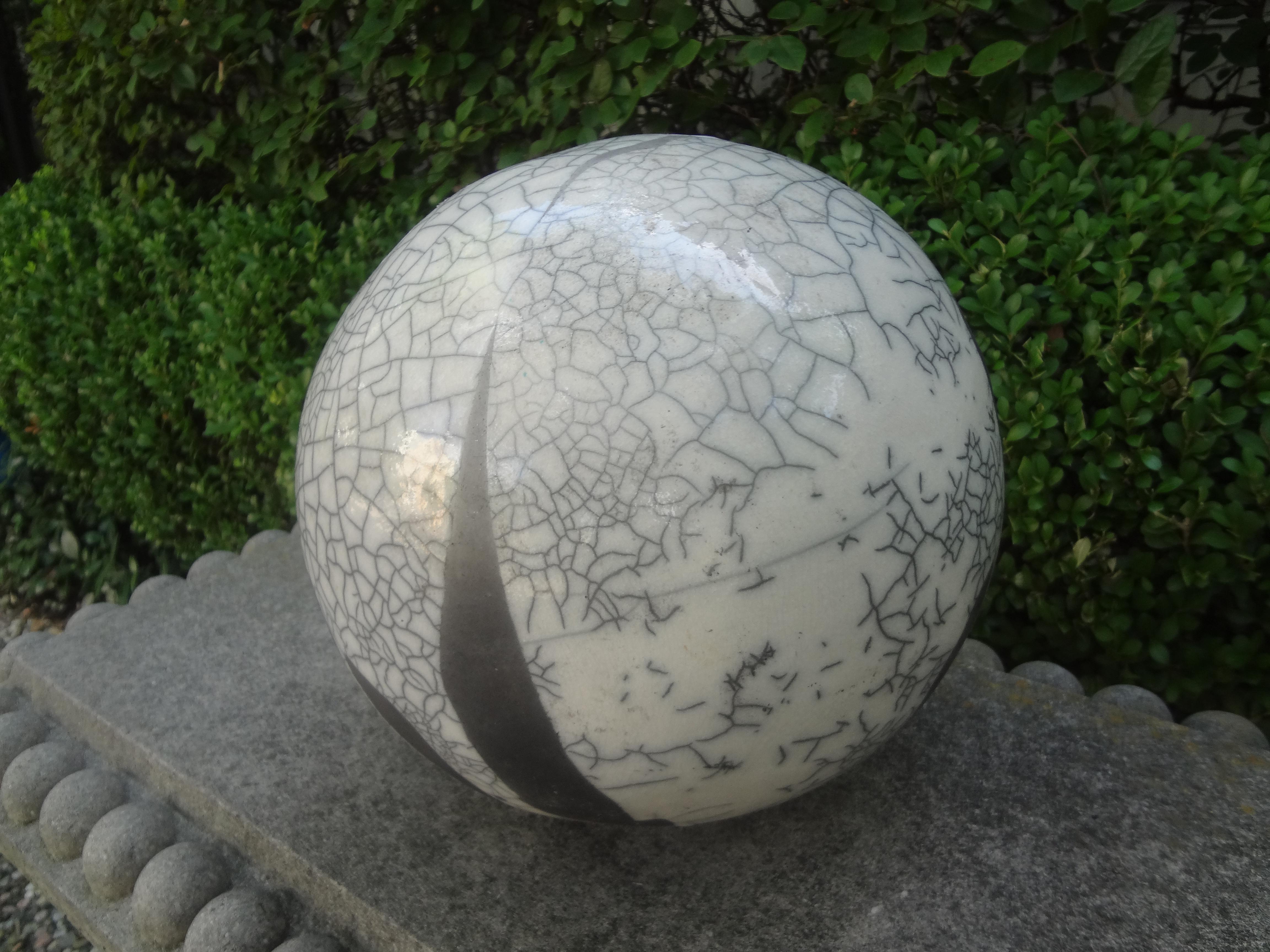 Large Black and White Abstract Sphere Sculpture Attributed to Yuri Zatarain For Sale 3