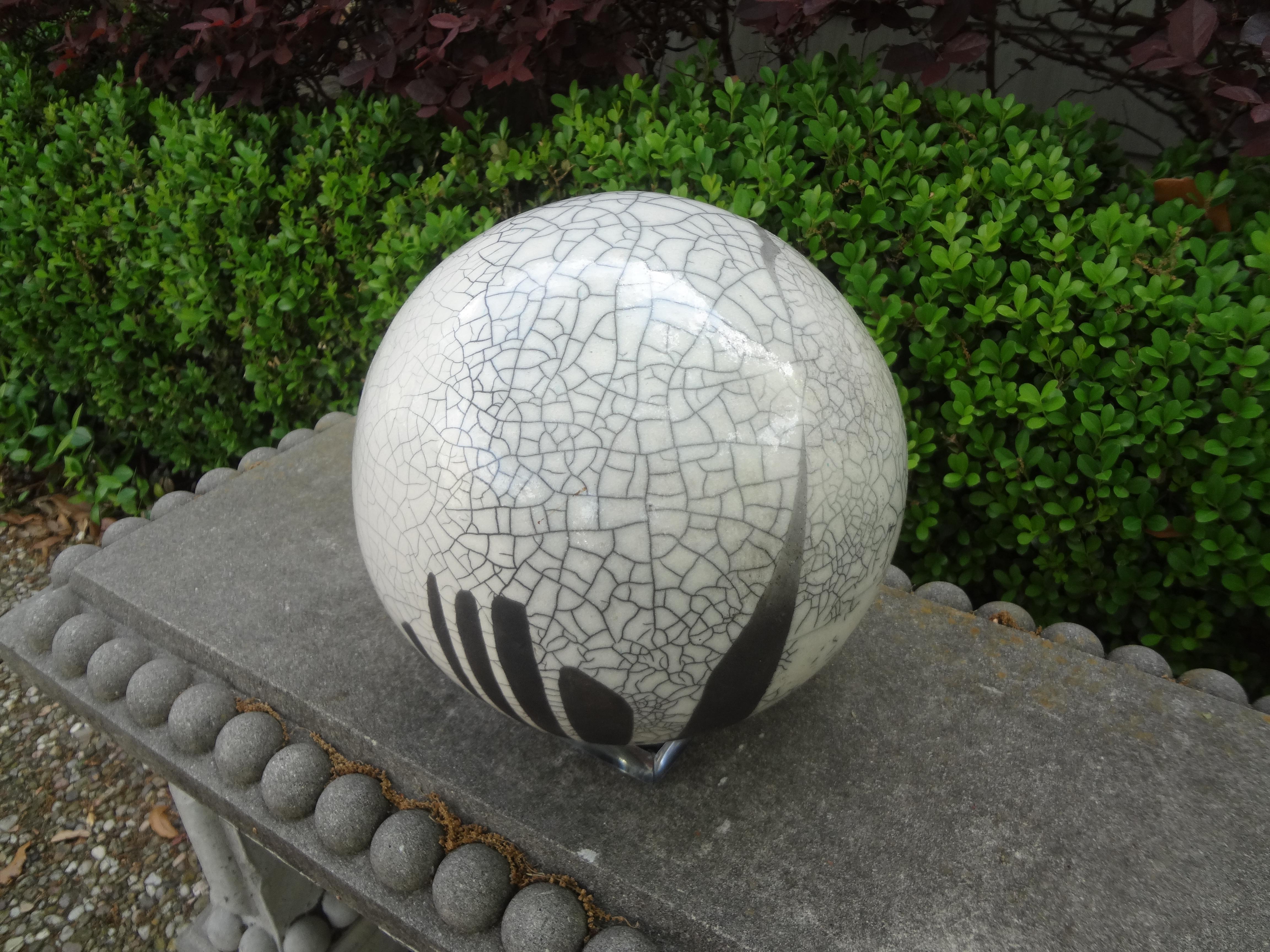 Large Black and White Abstract Sphere Sculpture Attributed to Yuri Zatarain For Sale 5