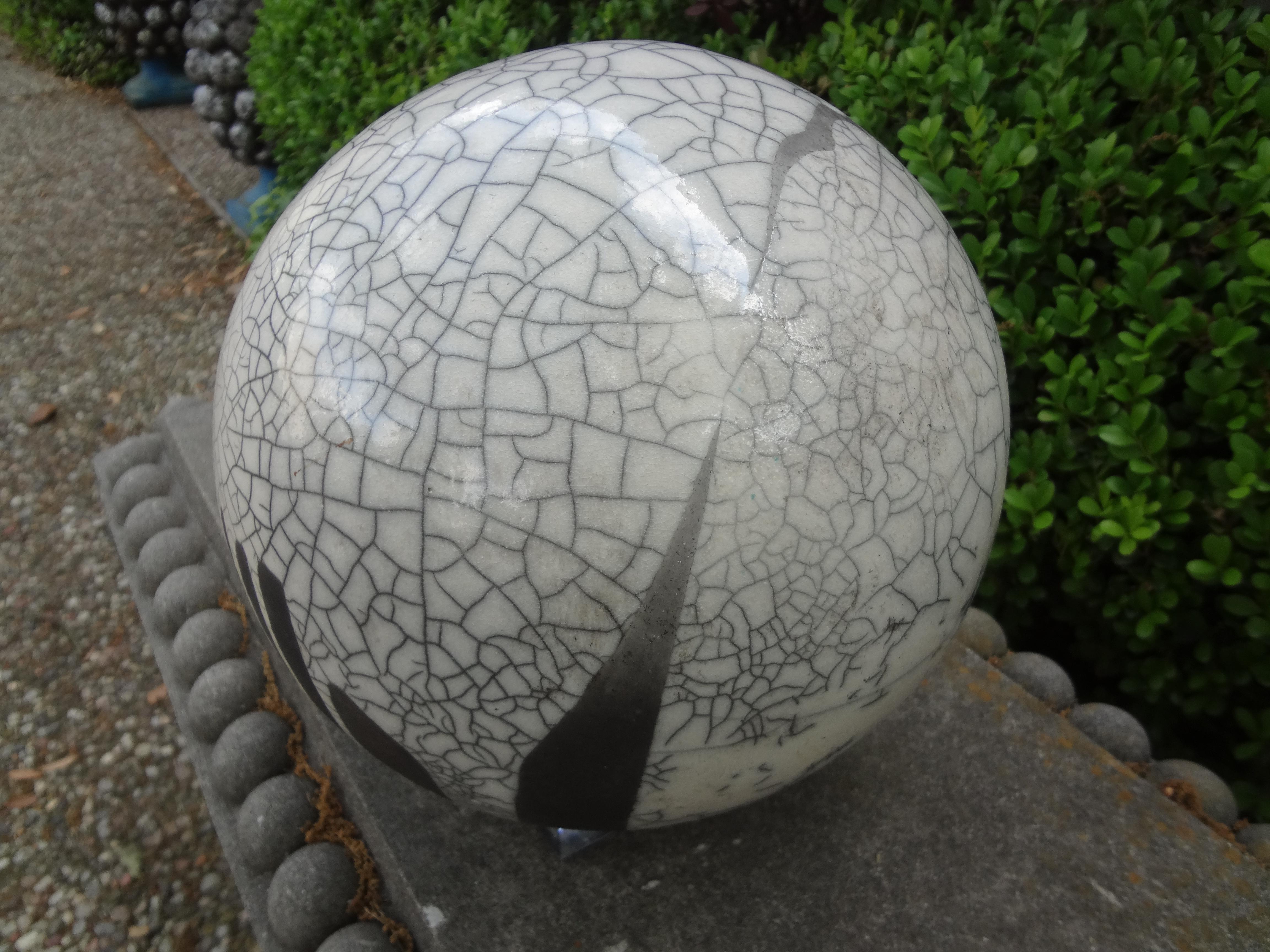 Mid-Century Modern Large Black and White Abstract Sphere Sculpture Attributed to Yuri Zatarain For Sale