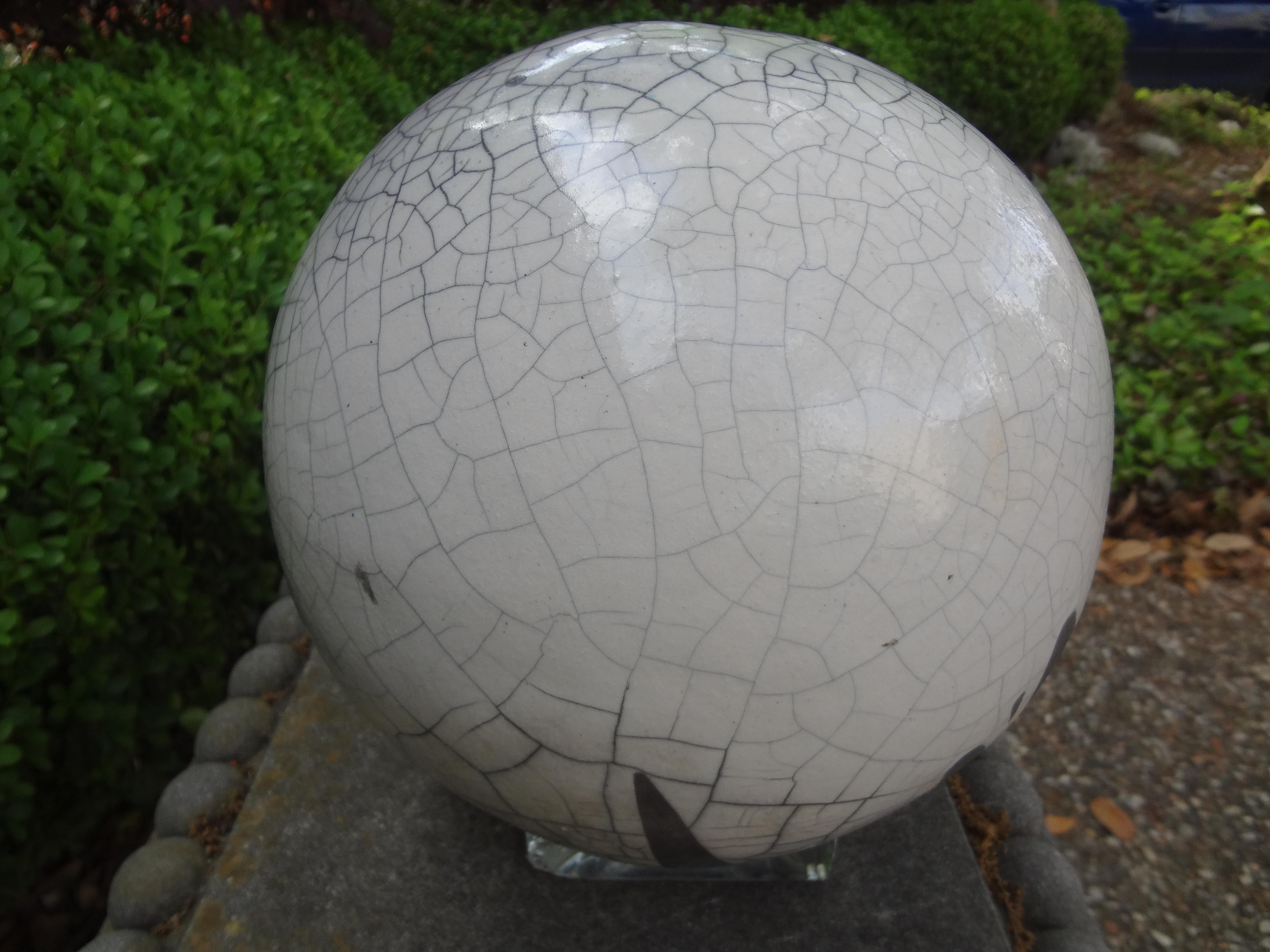 Large Black and White Abstract Sphere Sculpture Attributed to Yuri Zatarain In Good Condition For Sale In Houston, TX