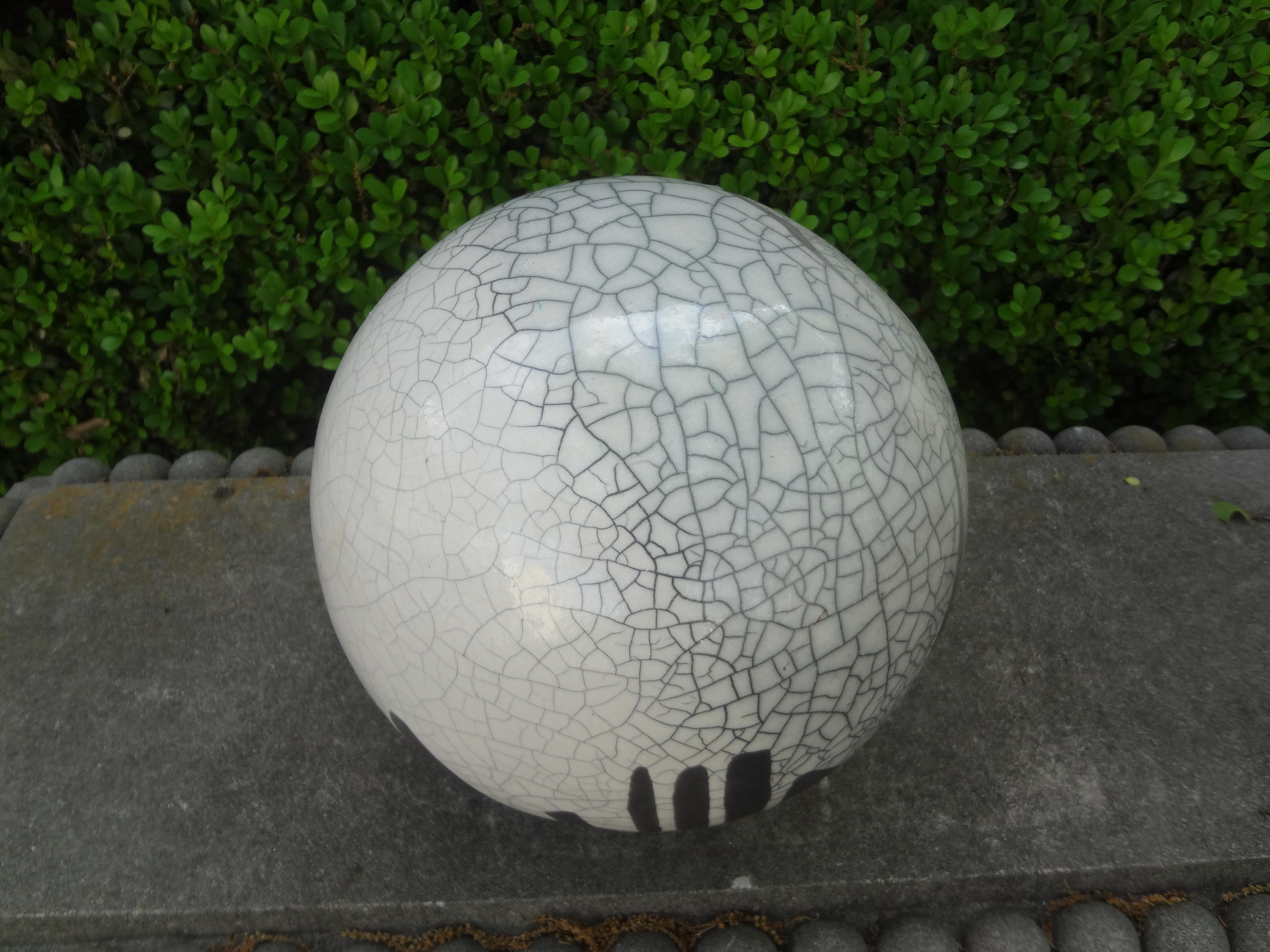 20th Century Large Black and White Abstract Sphere Sculpture Attributed to Yuri Zatarain For Sale