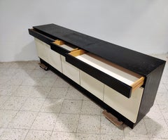 Large Black and White Brutalist Credenza, 1970s