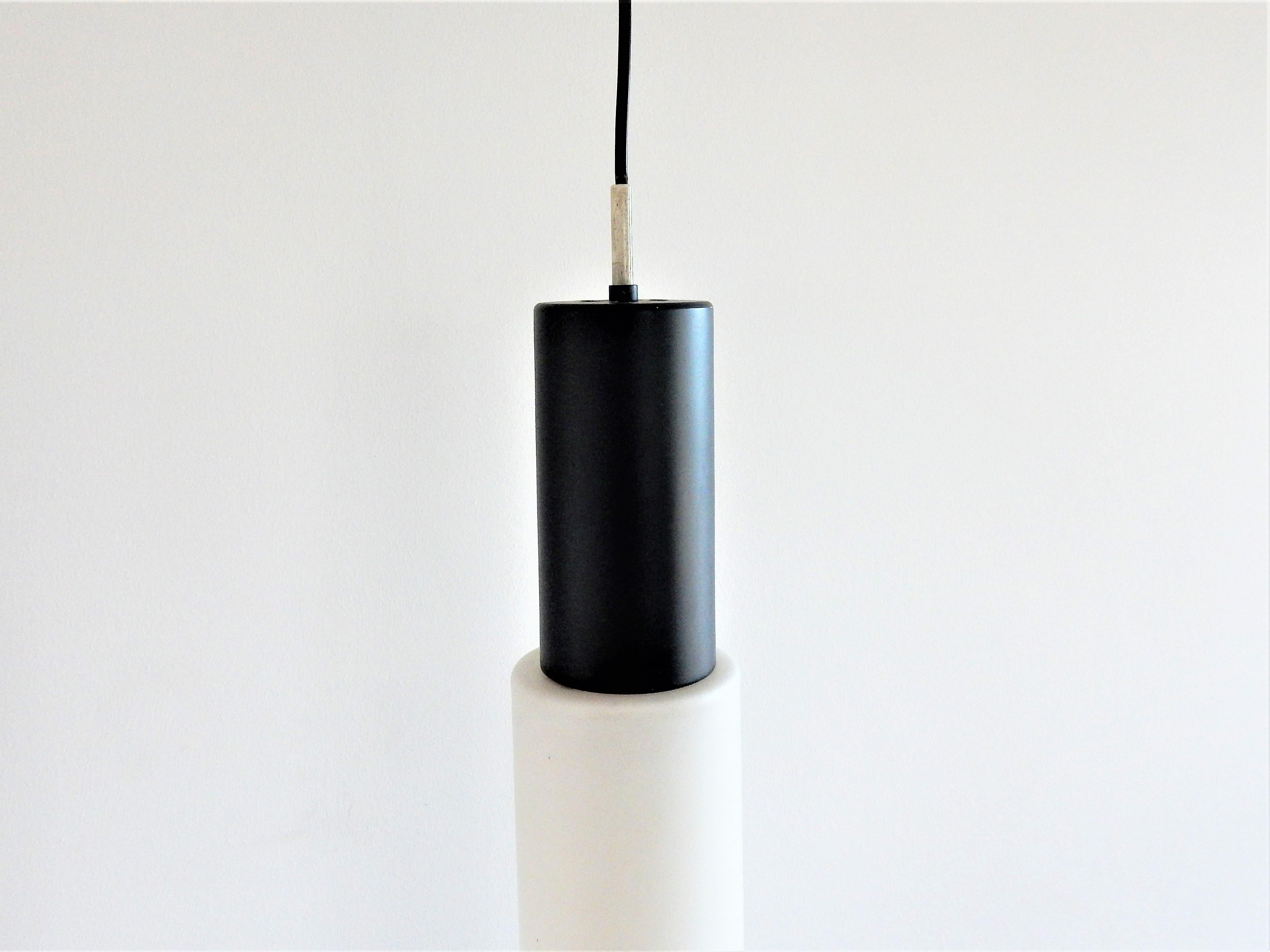 Mid-Century Modern Large Black and White Glass Pendant Lamp by Evenblij, 1960s, 4 Available