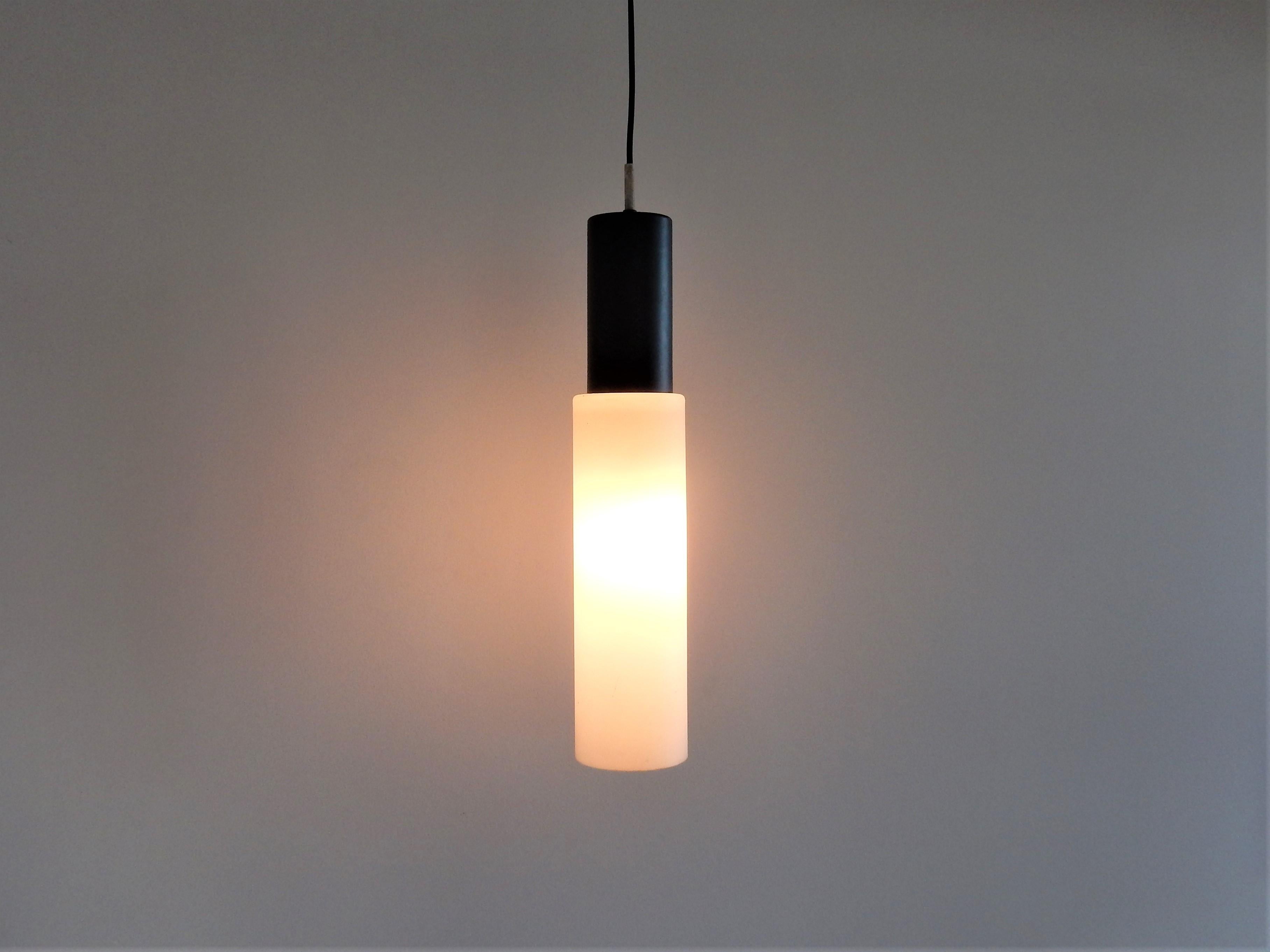 Metal Large Black and White Glass Pendant Lamp by Evenblij, 1960s, 4 Available
