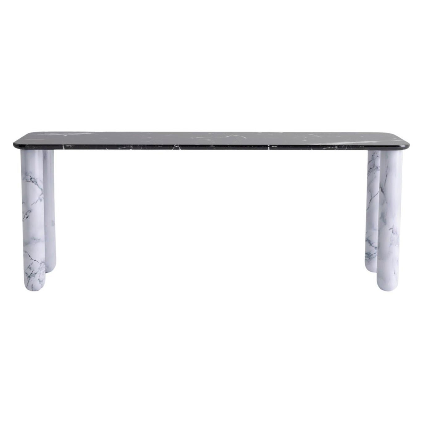 Gran mesa de comedor "Sunday" de mármol blanco y negro, Jean-Baptiste Souletie