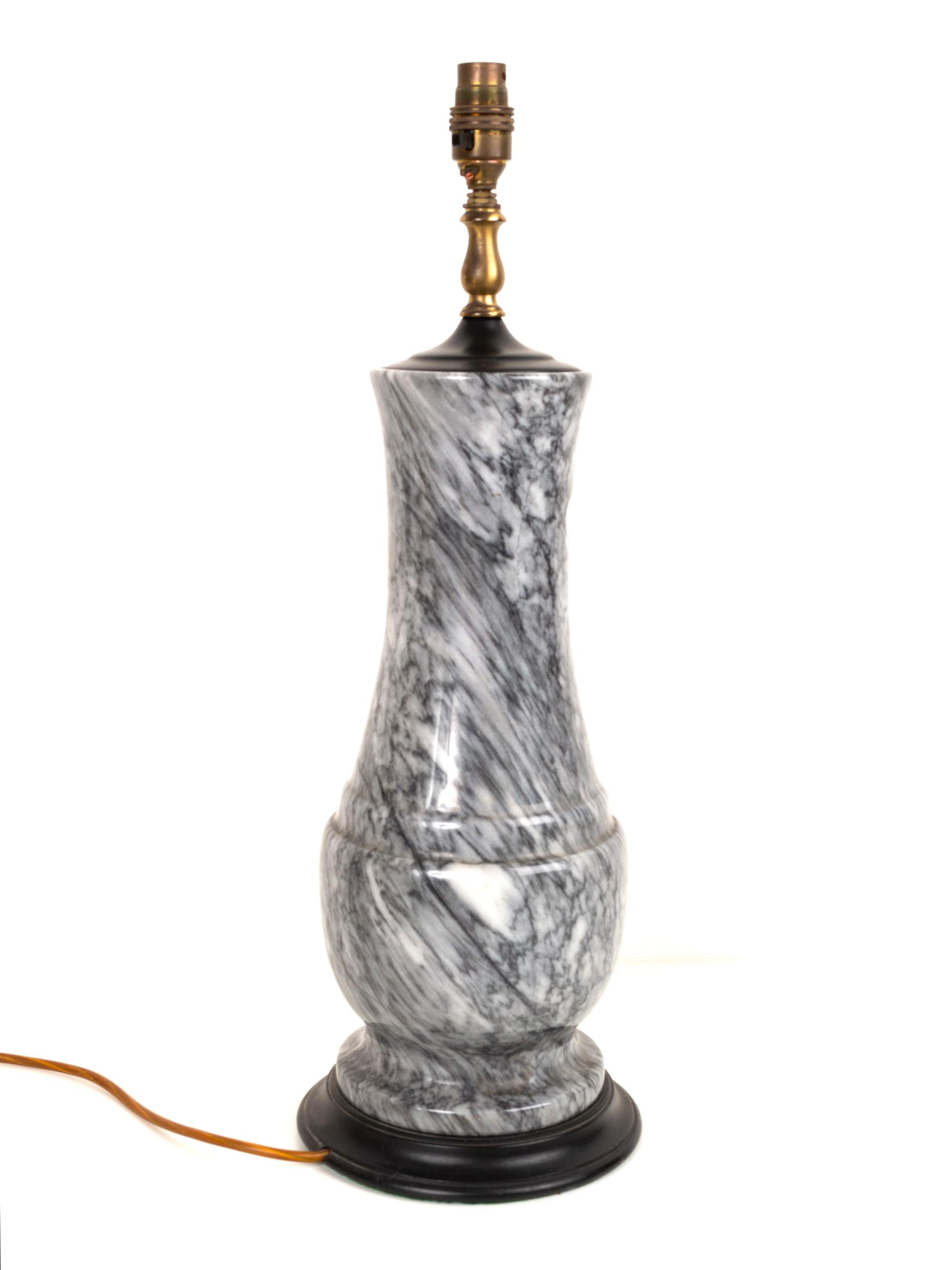Modern Large Black And White Marble Table Lamp, C.1970 For Sale