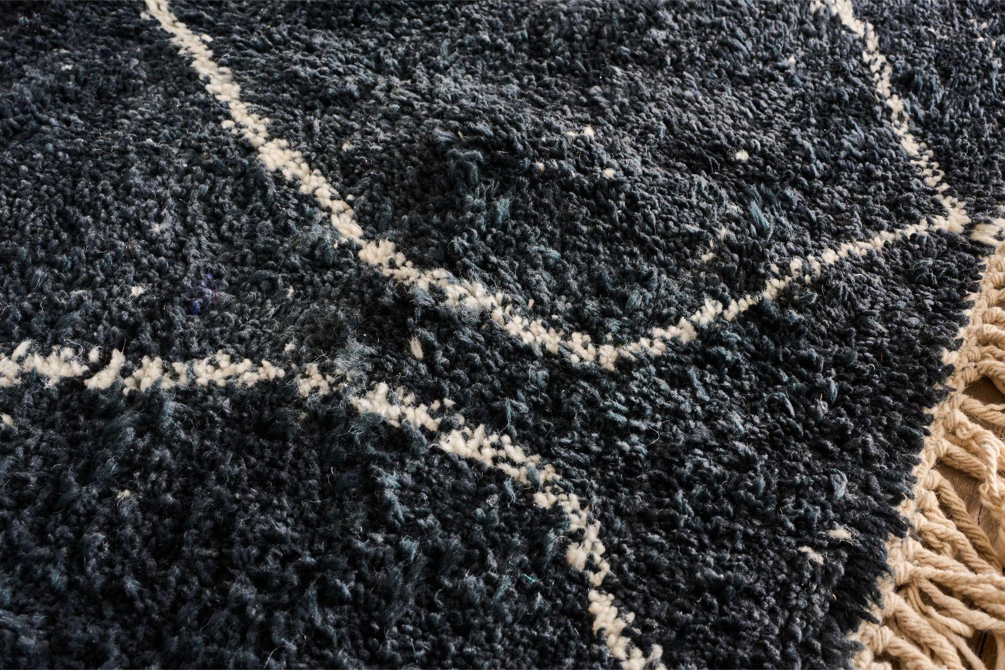 Wool Large black and white Moroccan Berber rug For Sale