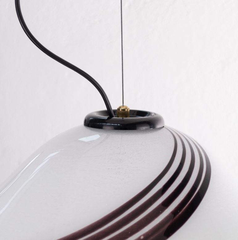 Steel Italian vintage Murano Glass Lamp optical Black and White, original 80s Italy For Sale
