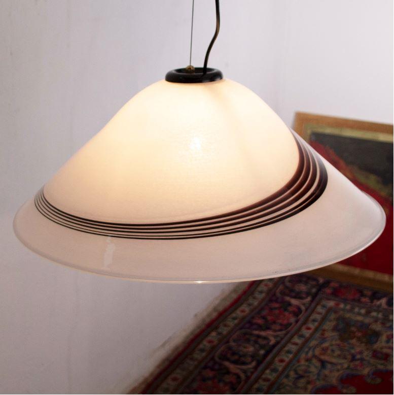 Italian vintage Murano Glass Lamp optical Black and White, original 80s Italy For Sale 2