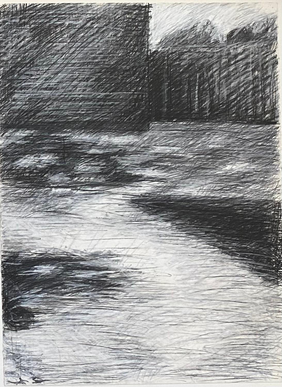 20th Century Large Black and White Painting Attributed to Beatrix Syjuco For Sale
