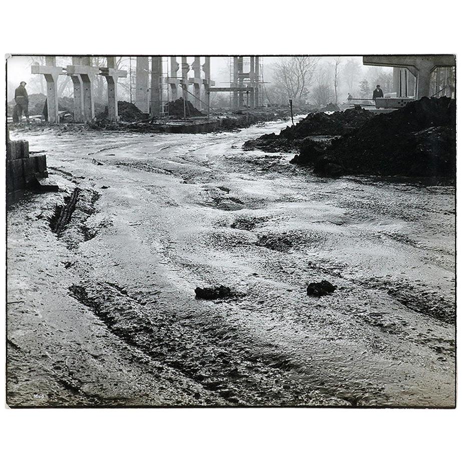 Large Black and White Photo Titled Mud, 20th Century For Sale