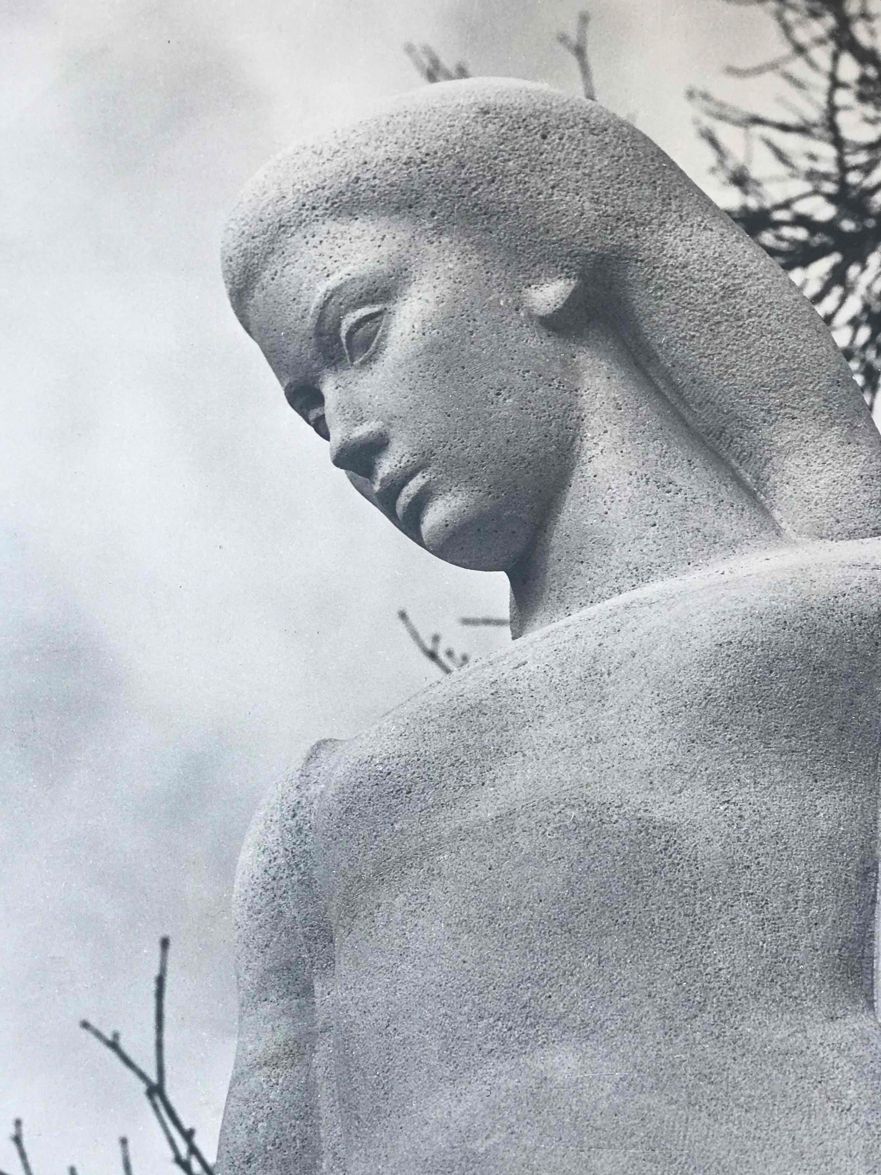 Edwardian Large Black and White Photograph of Female Sculpture 