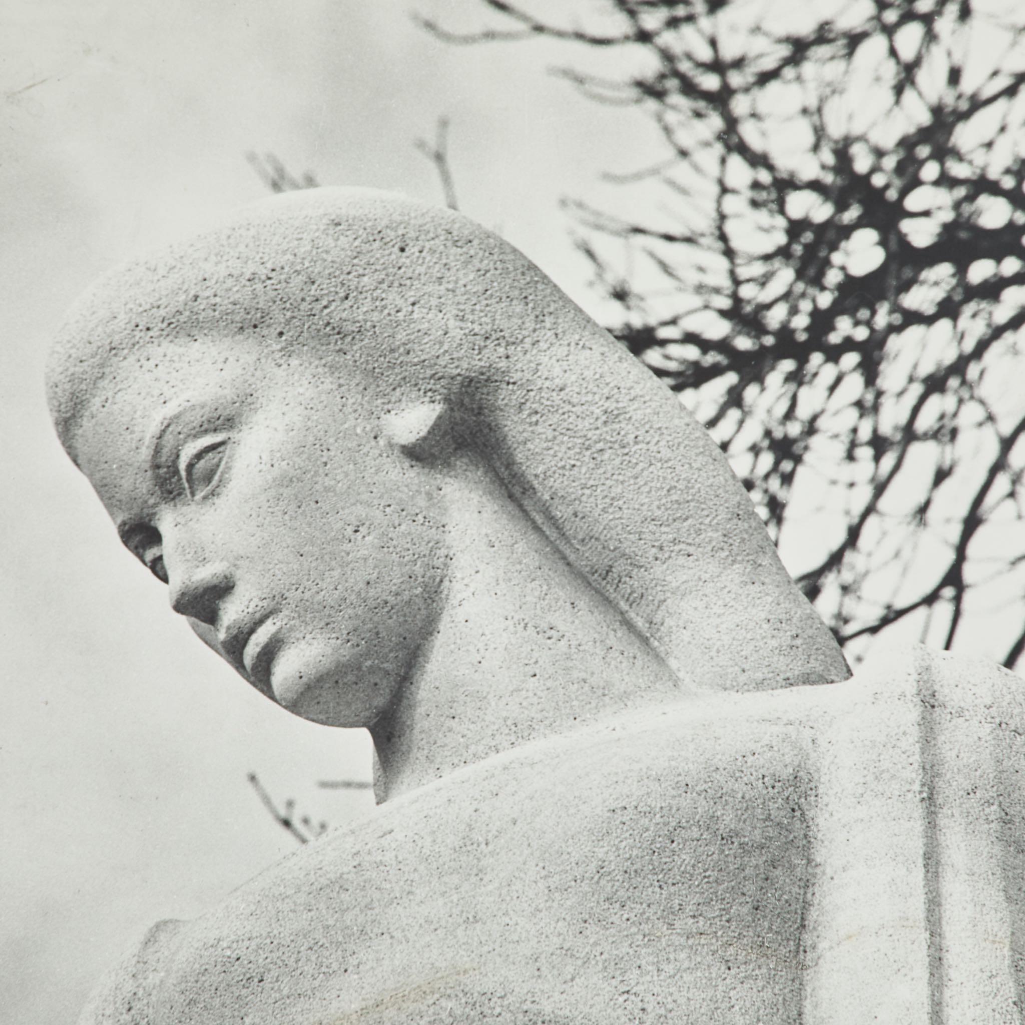 Mid-20th Century Large Black and White Photograph of Female Sculpture