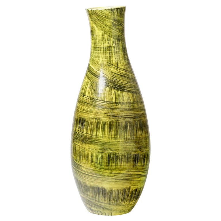 Large Black and Yellow Ceramic Floor Vase by Accolay, circa 1960 Design