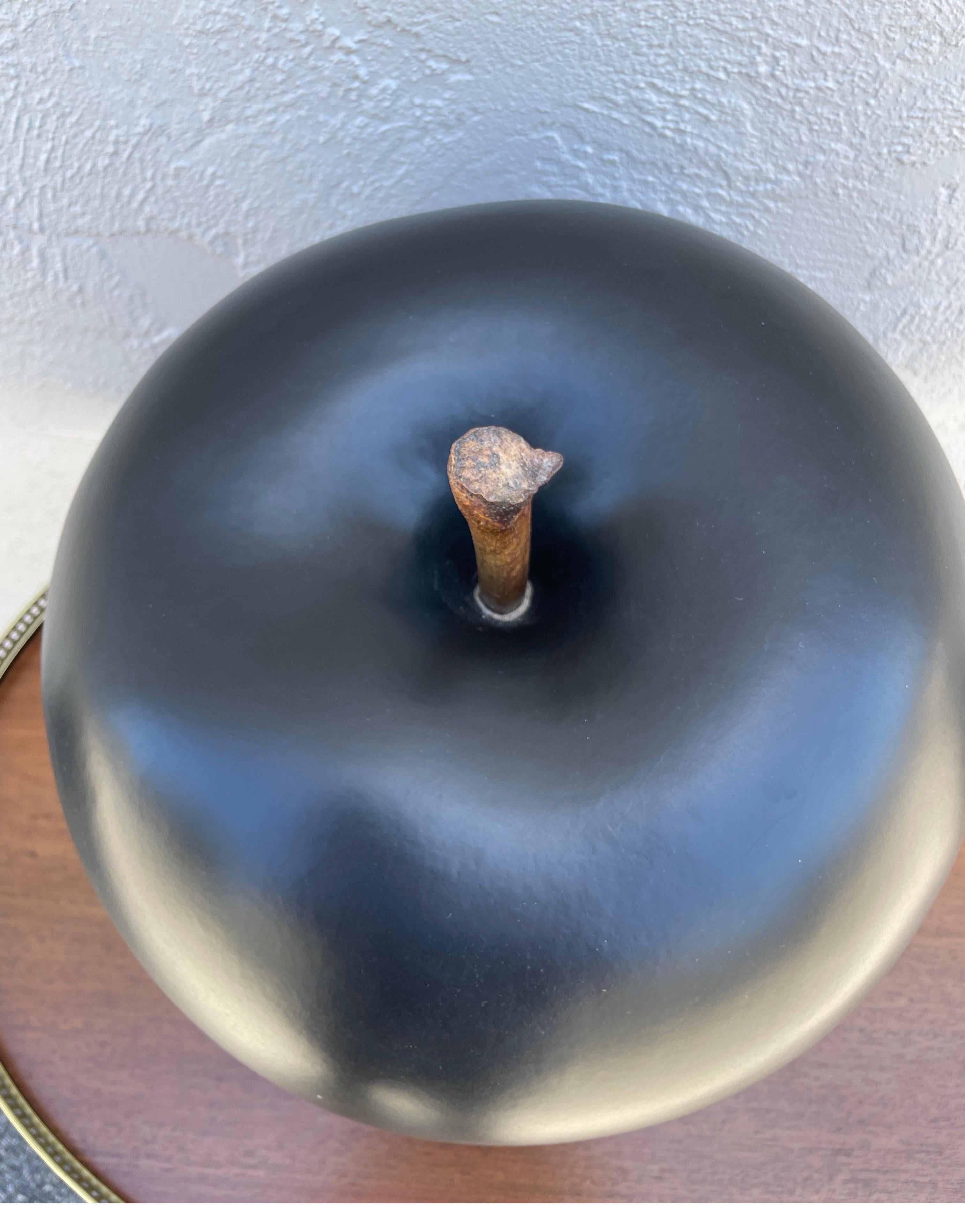 Large fired clay black pottery apple by Selma Calheira for Corres da Terra. A true work of art.