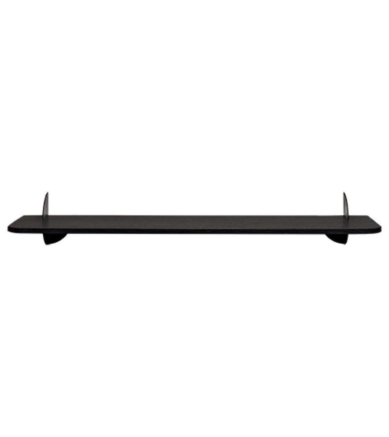 Painted Large Black Ash and Steel Minimalist Shelf For Sale