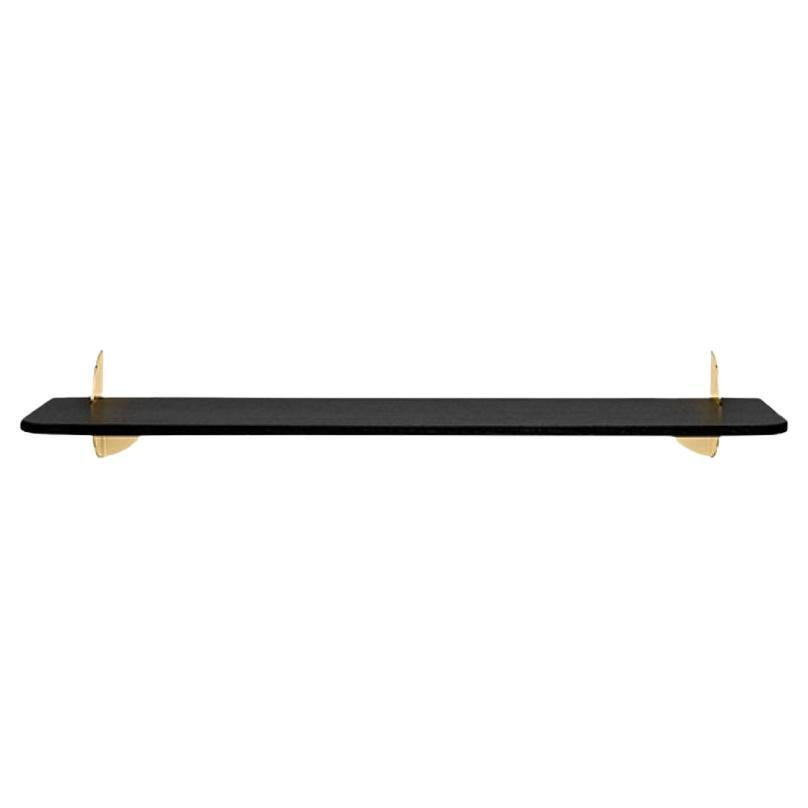 Großes minimalistisches Regal aus schwarzer Esche und Stahl