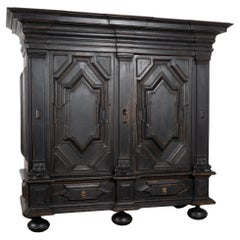 Gran Armario Barroco Negro de Roble, Dinamarca Circa 1740-80