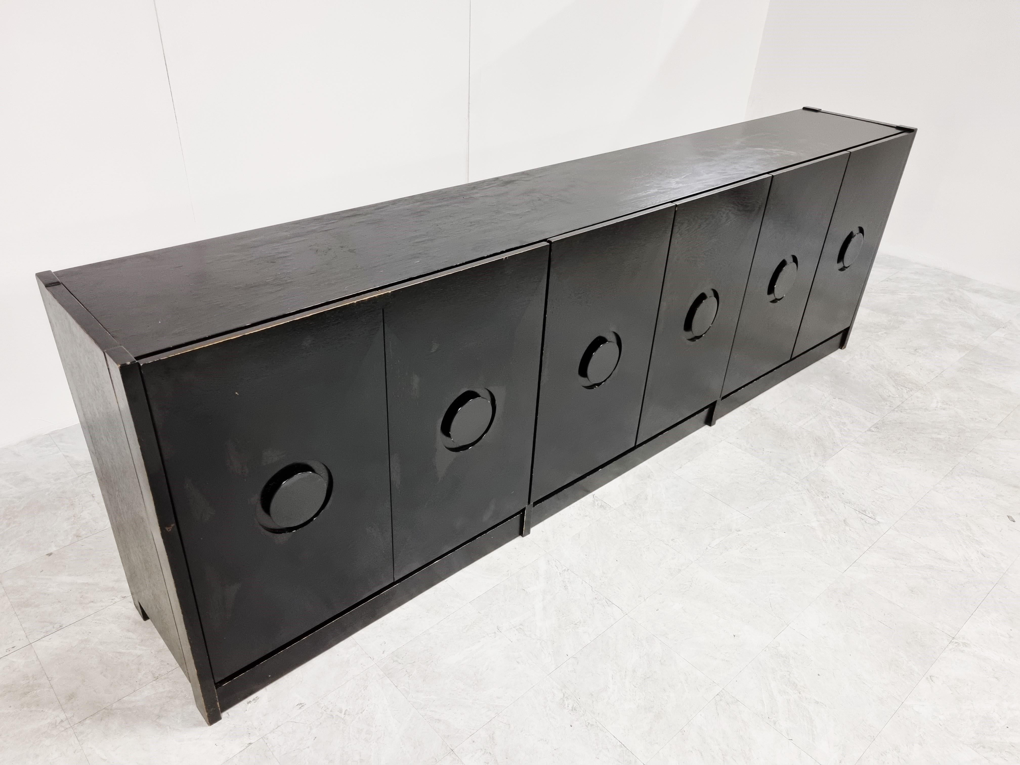 Large Black Brutalist Credenza, 1970s In Good Condition In HEVERLEE, BE