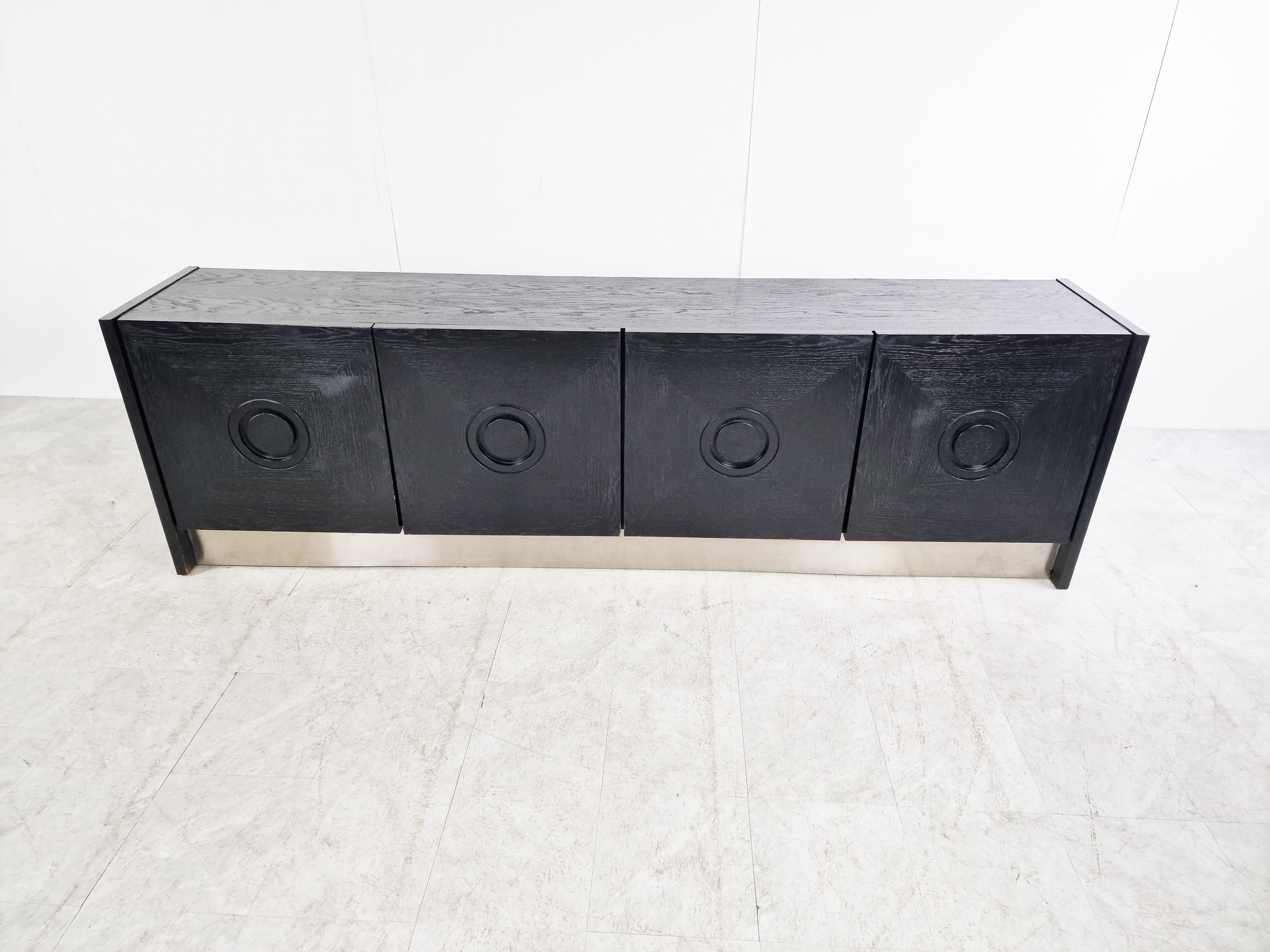 Large Black Brutalist Credenza, 1970s In Good Condition In HEVERLEE, BE