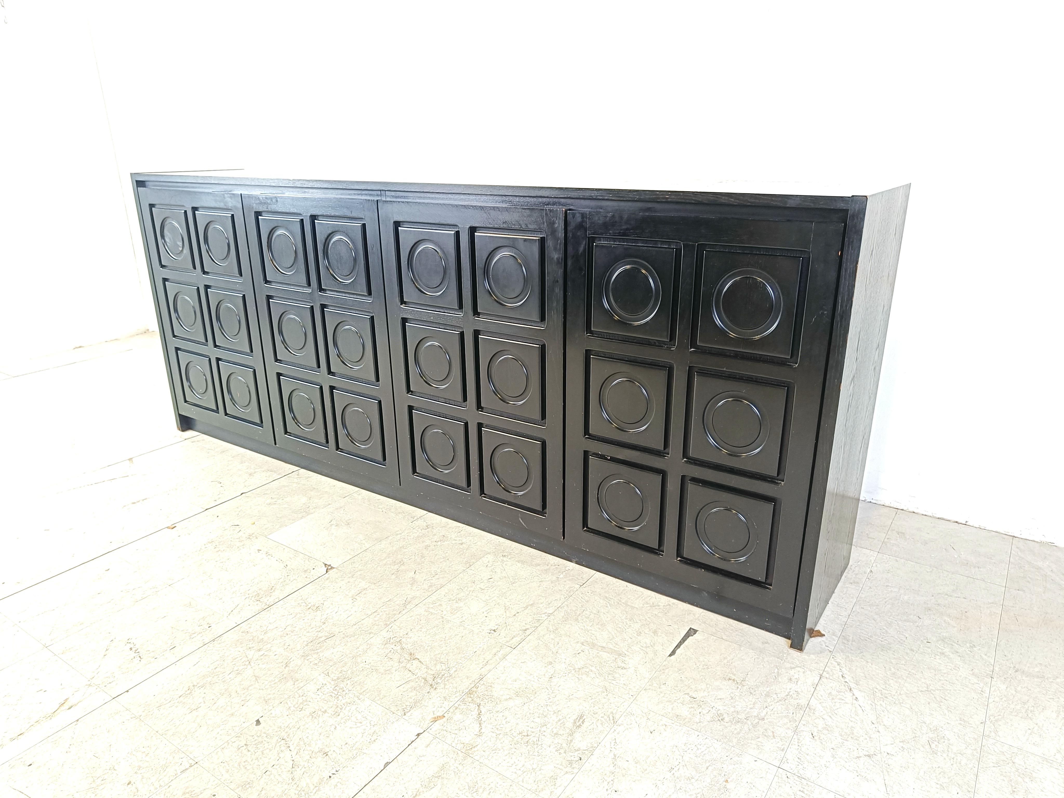 Large black brutalist credenza, 1970s In Good Condition For Sale In HEVERLEE, BE