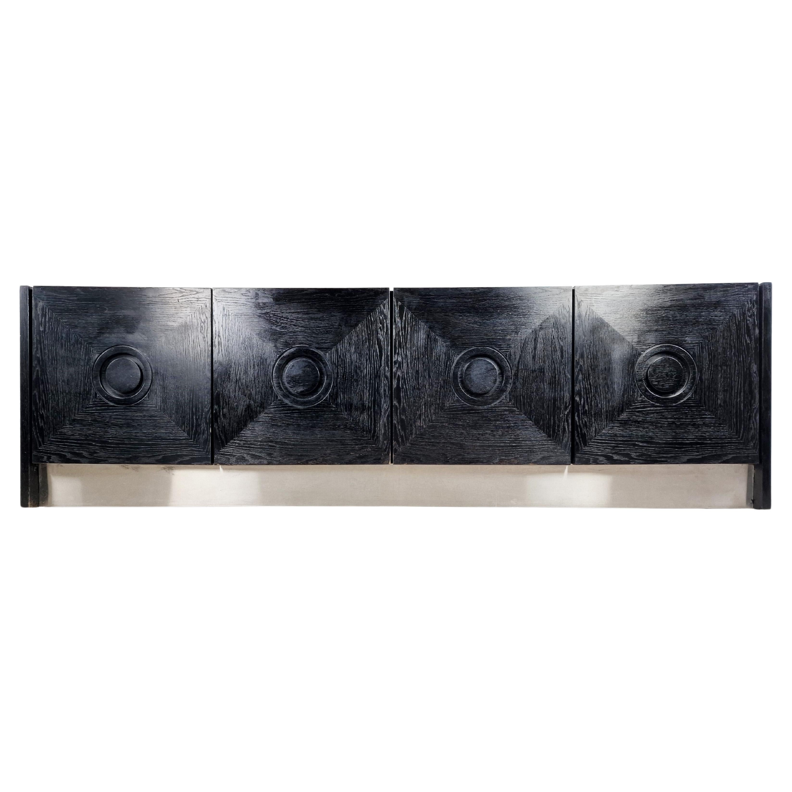 Large Black Brutalist Credenza, 1970s