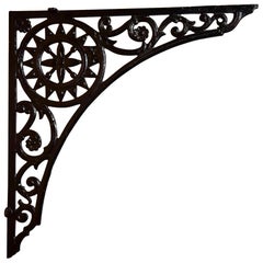 Large Black Cast Iron Ornate Brackets, 20th Century