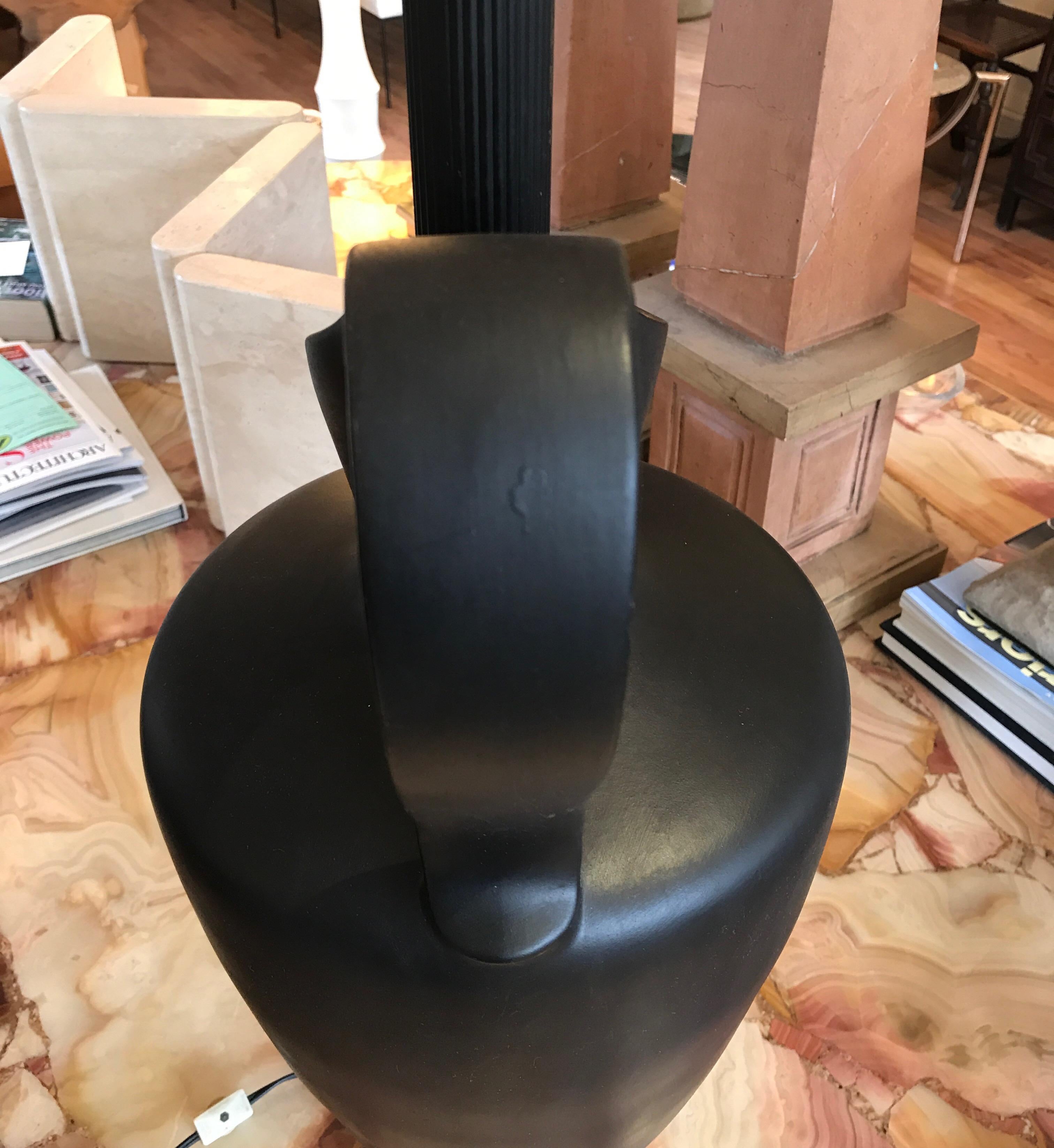 Large Black Ceramic Pitcher Form Lamp	 For Sale 8