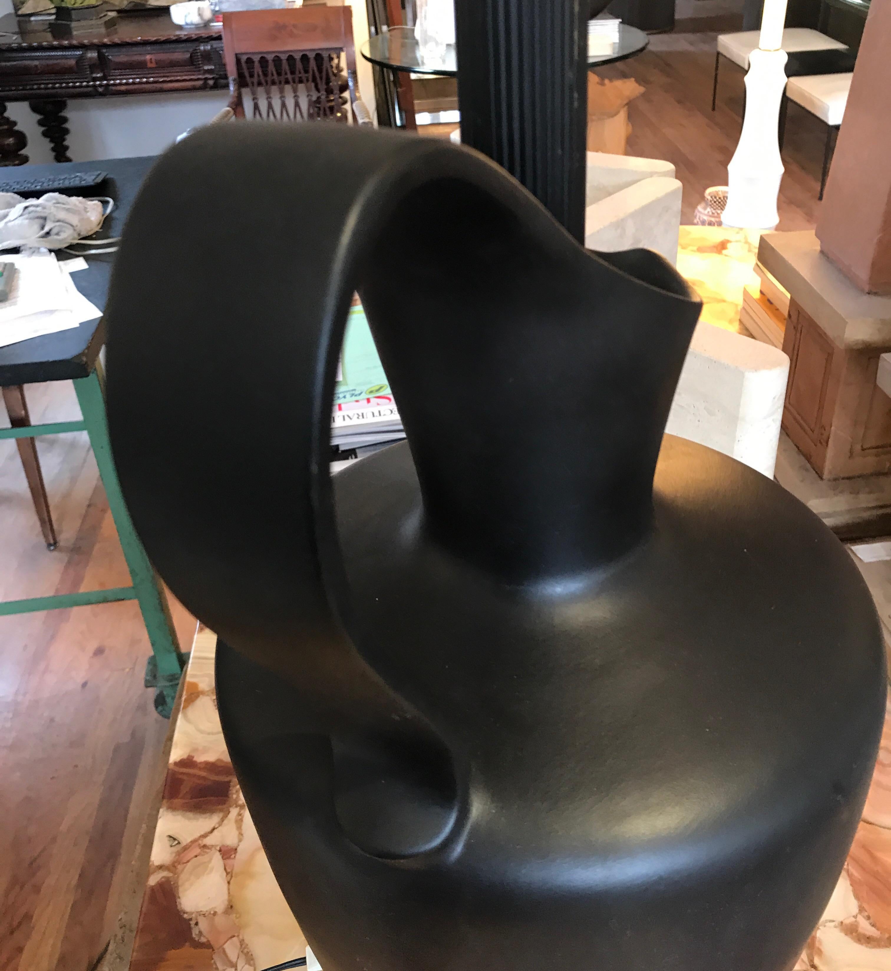 Large Black Ceramic Pitcher Form Lamp	 For Sale 9