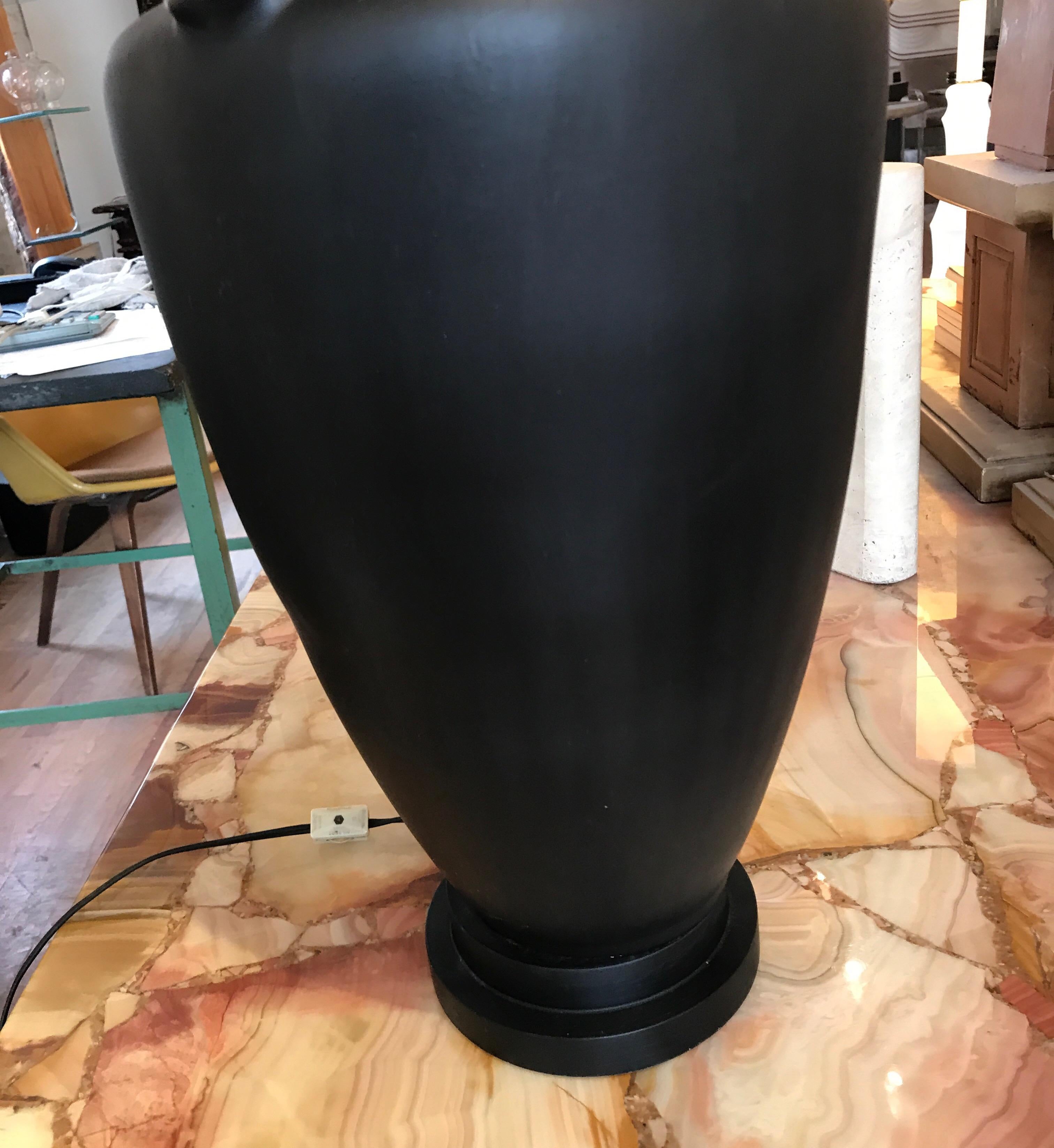 Large Black Ceramic Pitcher Form Lamp	 For Sale 11