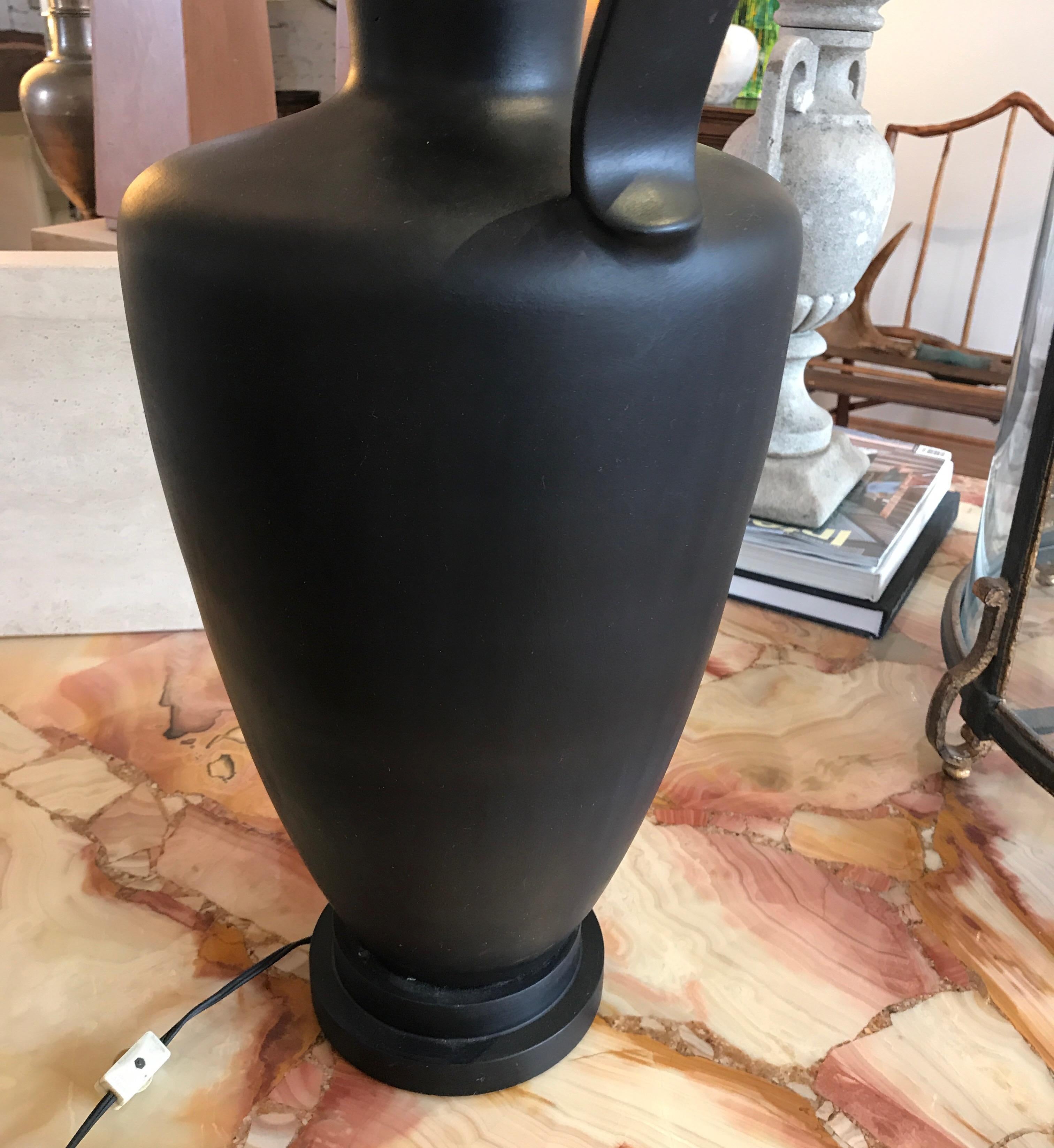 Large Black Ceramic Pitcher Form Lamp	 For Sale 12