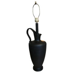 Large Black Ceramic Pitcher Form Lamp	