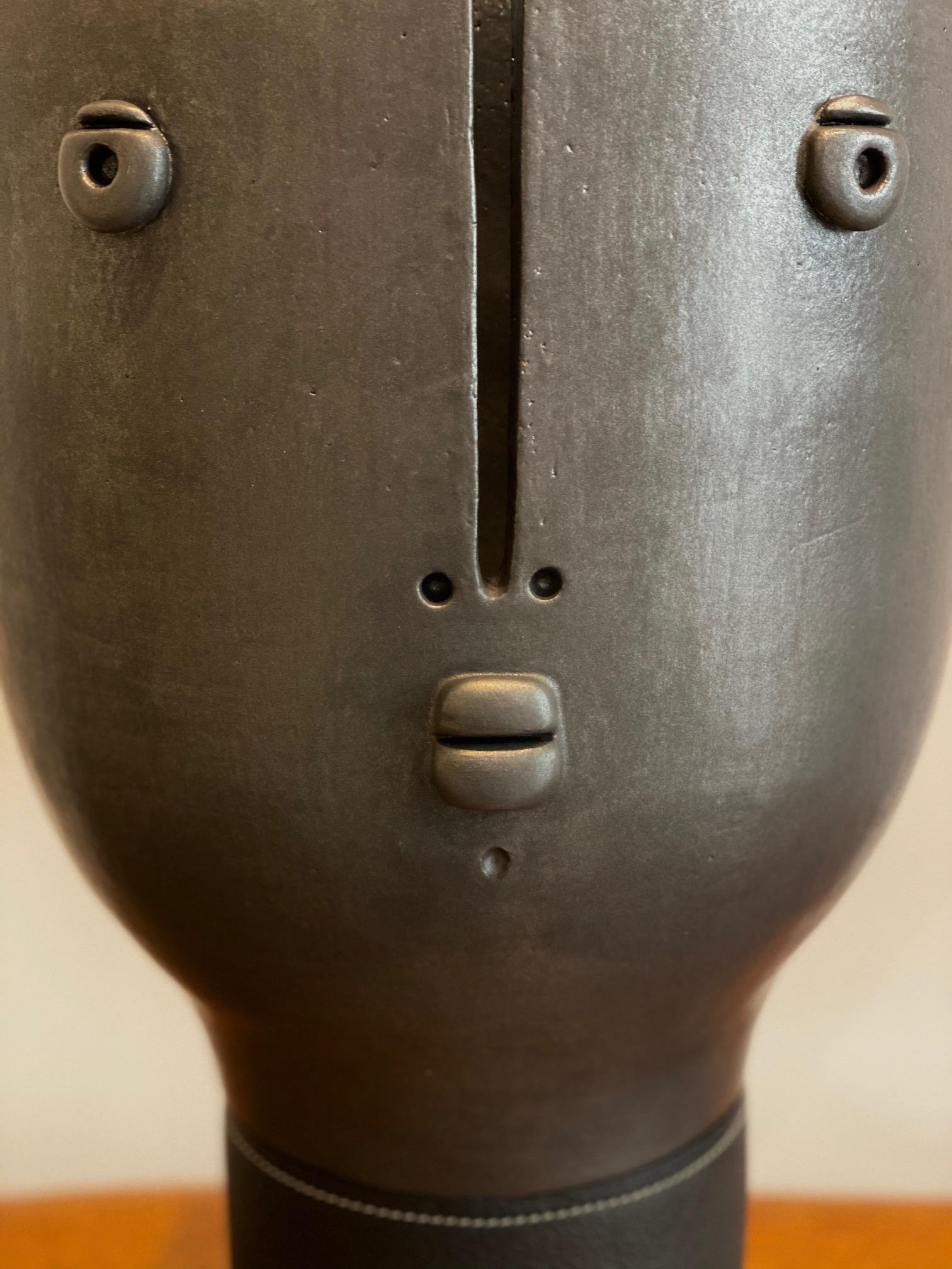 Large Black Ceramic Sculpture Vase 