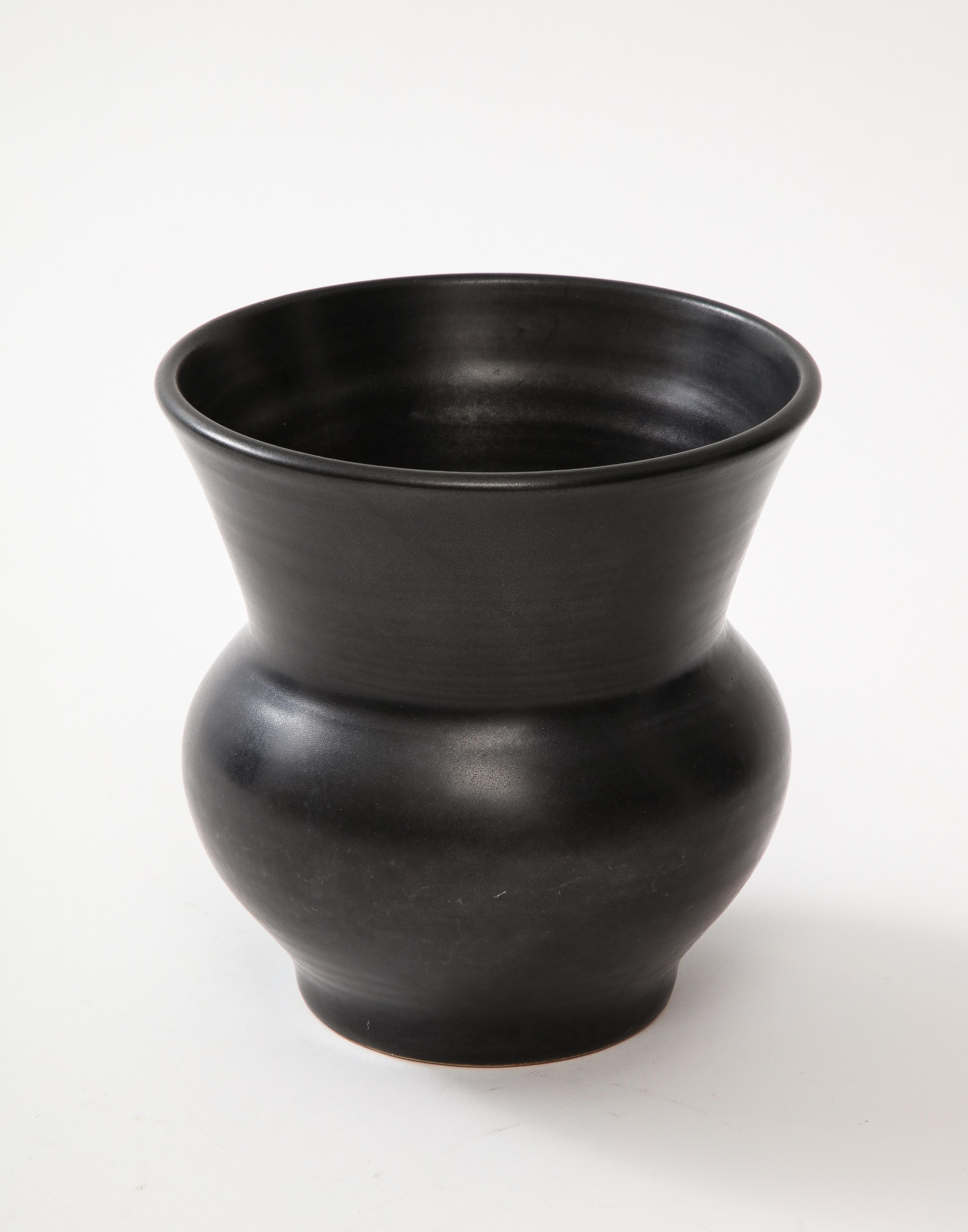French Large Black Ceramic Vase, France, c. 1960, numbered For Sale