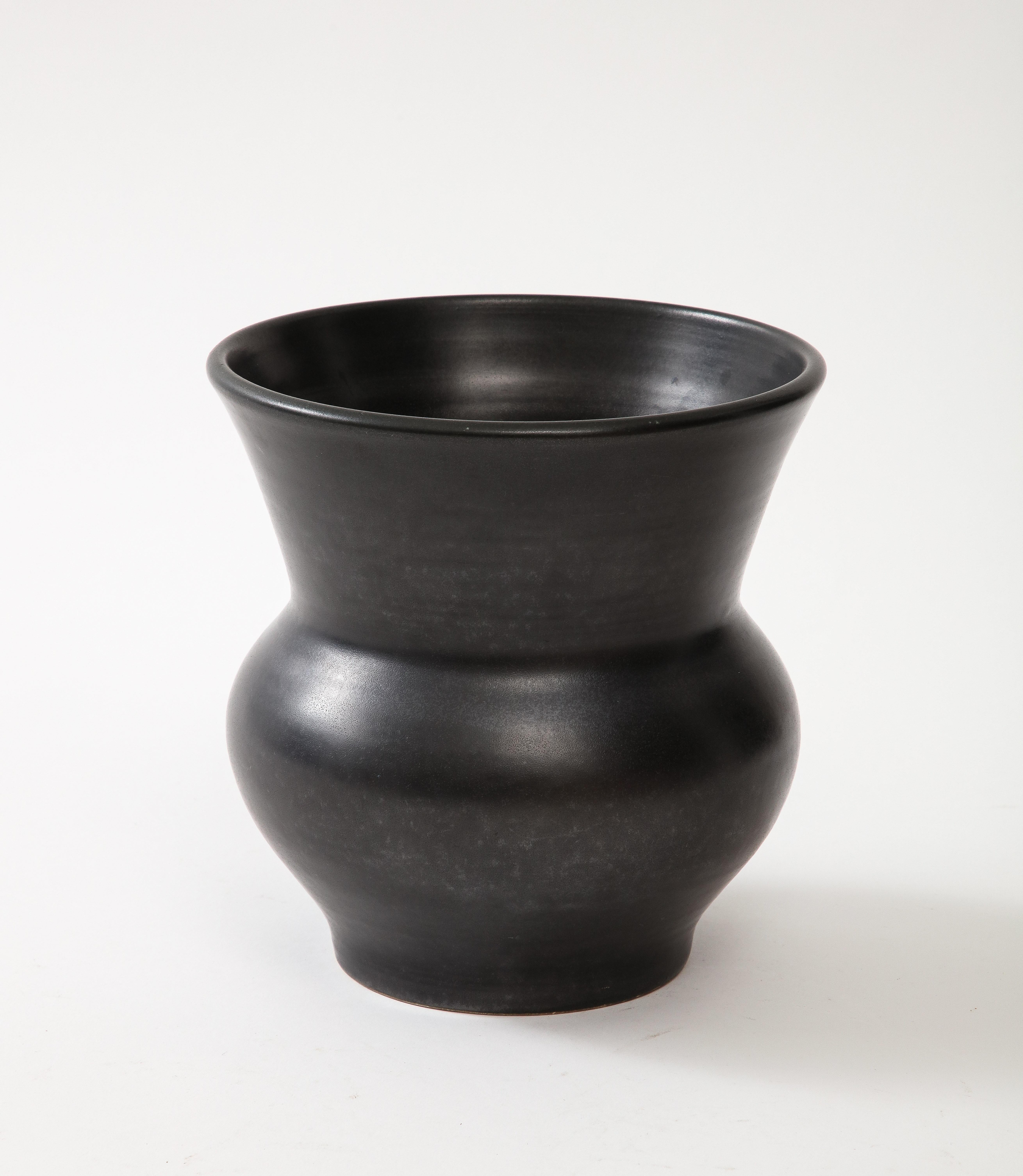 Large Black Ceramic Vase, France, c. 1960, numbered For Sale 1