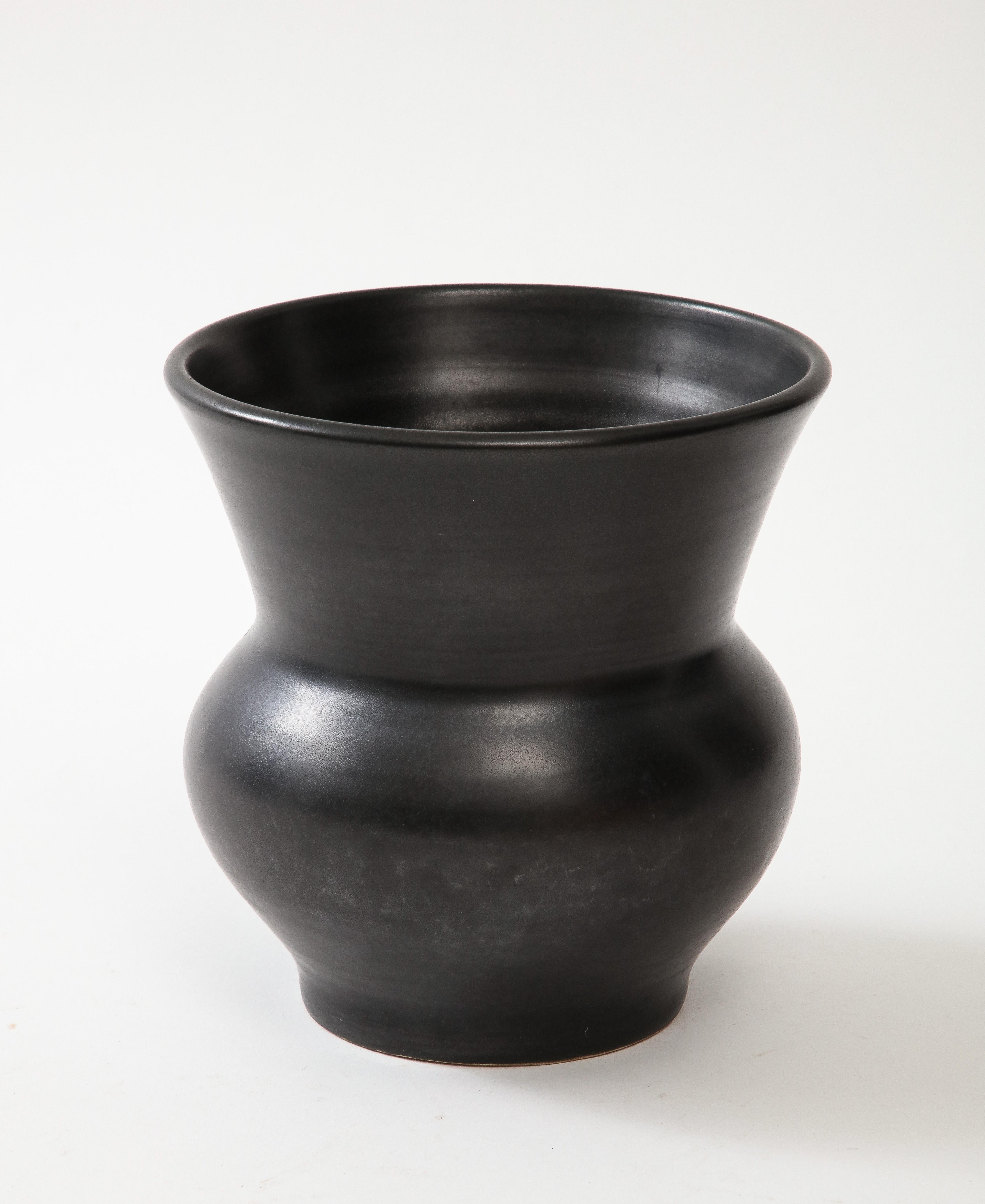 Large Black Ceramic Vase, France, c. 1960, numbered For Sale 2